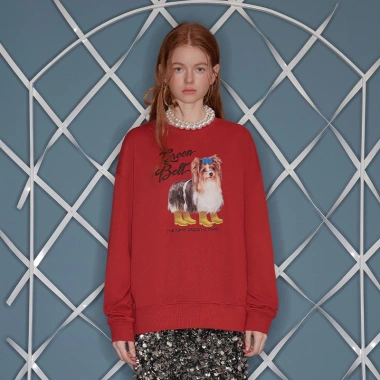 Áo sweater nam nữ 2.025 in chó con 320GSM 100% cotton - Giá 119.999₫