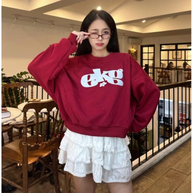 Áo Sweater Nam Nữ Dáng Ngắn Nỉ 2 Da In Chữ EKG RTOML Giao Hàng 24h Giá 119.999 4