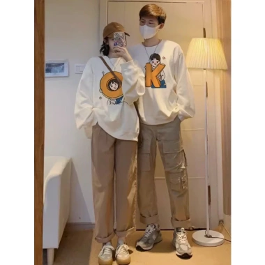 Áo sweater nỉ bông cặp đôi nam nữ rộng mùa đông hoodie RTOML giảm giá 69k