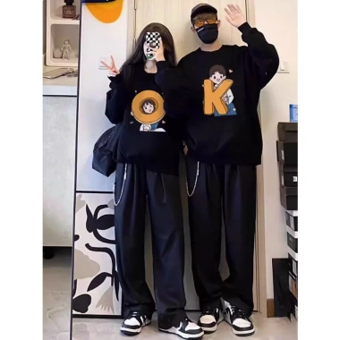 Áo sweater nỉ bông cặp đôi nam nữ rộng mùa đông hoodie RTOML giảm giá 69k