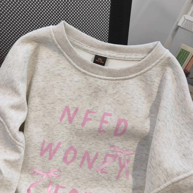 Áo sweater nơ nữ xám tiêu dài tay, cổ tròn lông cừu mùa đông Hàn Quốc - 119.999 VND 2