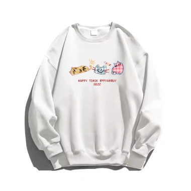 Áo Sweater Nữ 2.025 Xám Nhạt In Mèo Cartoon Dễ Thương Oversize Unisex 320GSM 100% Xơ Bông Local Brand RTOML - 119.999 VND