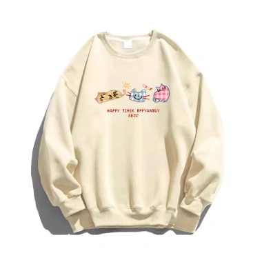Áo Sweater Nữ 2.025 Xám Nhạt In Mèo Cartoon Dễ Thương Oversize Unisex 320GSM 100% Xơ Bông Local Brand RTOML - 119.999 VND