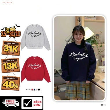 Áo sweater nữ boxy cổ tròn 100% cotton 320GSM dày dặn - Local Brand RTOML, giá 119.999 VND
