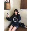 Áo sweater nữ boxy cổ tròn 100% cotton vải nỉ bông thoáng mát 320GSM in mix - Giá chỉ 119.999đ RTOML 2