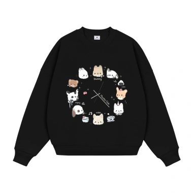 Áo sweater nữ boxy cổ tròn 100% cotton vải nỉ bông thoáng mát 320GSM in mix - Giá chỉ 119.999đ RTOML 10