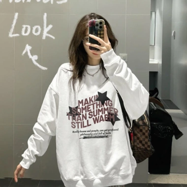 Áo sweater nữ đen bigsize ngôi sao in hình, áo khoác RTOML - 119.999₫