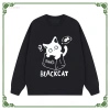 Áo Sweater Nữ Đen Oversize Họa Tiết Mèo Unisex Cặp Đôi 320gsm 100% Cotton