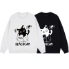 Áo Sweater Nữ Đen Oversize Họa Tiết Mèo Unisex Cặp Đôi 320gsm 100% Cotton 5