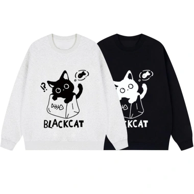 Áo Sweater Nữ Đen Oversize Họa Tiết Mèo Unisex Cặp Đôi 320gsm 100% Cotton 5 Áo Sweater Nữ Đen Oversize Họa Tiết Mèo Unisex Cặp Đôi 320gsm 100% Cotton 5