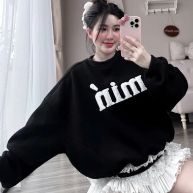 Áo Sweater Nữ Form Boxy Thêu Chữ Min Dễ Thương Năng Động - Giá 169.750₫, Phối Đồ Đi Học, Chơi, Café