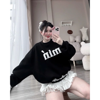 Áo Sweater Nữ Form Boxy Thêu Chữ Min Dễ Thương Năng Động - Giá 169.750₫, Phối Đồ Đi Học, Chơi, Café