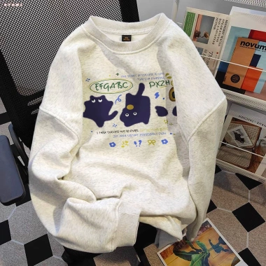 Áo sweater nữ xám cổ tròn form rộng Hàn Quốc nỉ dài tay mùa đông - RTOML 119.999₫