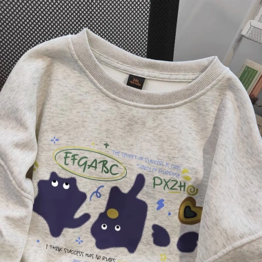 Áo sweater nữ xám cổ tròn form rộng Hàn Quốc nỉ dài tay mùa đông - RTOML 119.999₫