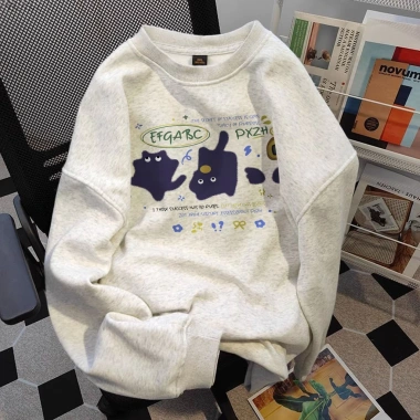 Áo sweater nữ xám cổ tròn form rộng Hàn Quốc nỉ dài tay mùa đông - RTOML 119.999₫