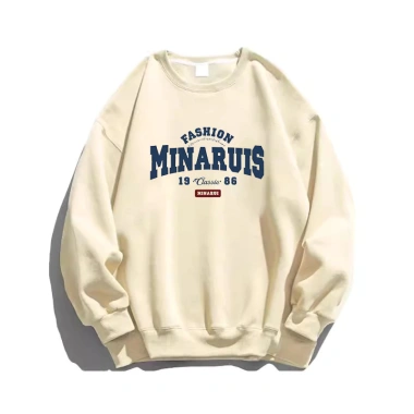 Áo Sweater Nữ Xám Nhạt MINARUIS - Chữ Cái Oversize 100% Cotton Hàn Quốc, Giá 119.999₫