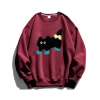 Áo Sweater Nữ Xám Nhạt Oversize In Mèo Đen Cartoon Dễ Thương 320gsm Unisex RTOML 7