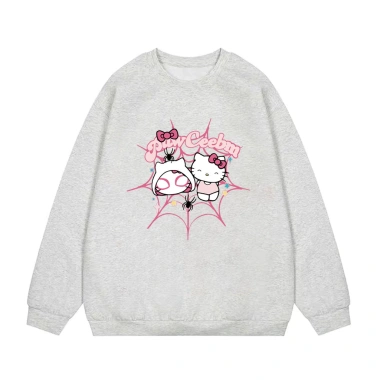 Áo sweater nữ xám tiêu form rộng Hàn Quốc Salmo nỉ dài tay mùa thu đông Hello Kitty - Giá chỉ 119.999 VND