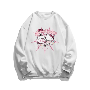 Áo sweater nữ xám tiêu form rộng Hàn Quốc Salmo nỉ dài tay mùa thu đông Hello Kitty - Giá chỉ 119.999 VND