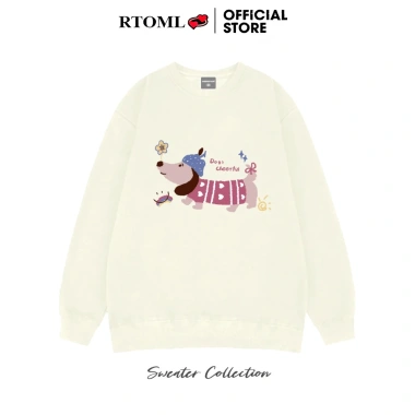 Áo sweater RTOML nỉ bông dày 380gsm oversize unisex Dog Cheerful, 24h giao hàng - Giá 119.999₫