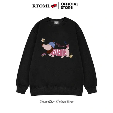 Áo sweater RTOML nỉ bông dày 380gsm oversize unisex Dog Cheerful, 24h giao hàng - Giá 119.999₫
