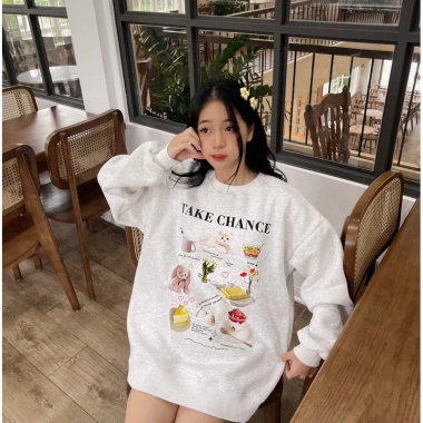 Áo Sweater Unisex Nỉ Bông 2.026 - Xám Trắng Cổ Tròn Dáng Rộng RTOML 119.999đ
