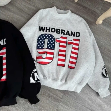 Áo Sweater WHO 911 Form Boxy Nữ Thu Đông Chống Gió Giữ Nhiệt In Cờ Mỹ - 155.200₫ 5