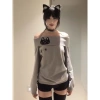 Áo T-Shirt Nữ Hot Girl Dễ Thương Tay Dài Mỏng In Hình Mèo Độc Đáo FCC - Giá 175k 3