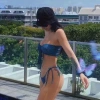 Áo tắm nữ Gwenny M-XL màu xanh gợi cảm, in họa tiết bãi biển Hàn Quốc, 2 bộ bikini giảm giá 225k 6