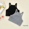 Áo Tank Bé Gái AQQ-Kids Không Tay Dệt Kim Crop Top Xám Đen Giá Ưu Đãi 82.296 VND