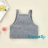 Áo Tank Bé Gái AQQ-Kids Không Tay Dệt Kim Crop Top Xám Đen Giá Ưu Đãi 82.296 VND 2