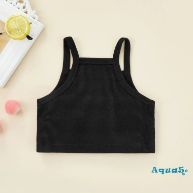 Áo Tank Bé Gái AQQ-Kids Không Tay Dệt Kim Crop Top Xám Đen Giá Ưu Đãi 82.296 VND