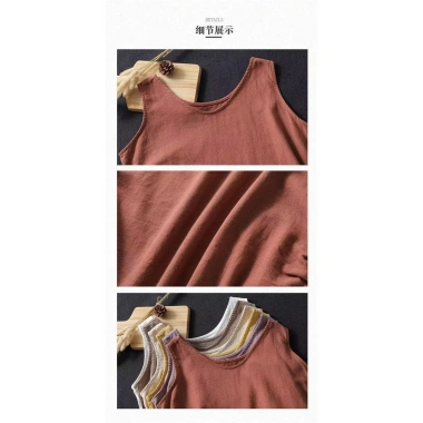 Áo tank top không tay rộng rãi mùa hè cotton lanh, lớn, đa năng trong và ngoài 5 Áo tank top không tay rộng rãi mùa hè cotton lanh, lớn, đa năng trong và ngoài 5