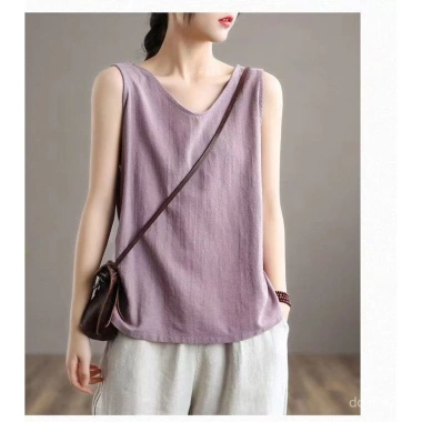 Áo tank top không tay rộng rãi mùa hè cotton lanh, lớn, đa năng trong và ngoài 9 Áo tank top không tay rộng rãi mùa hè cotton lanh, lớn, đa năng trong và ngoài 9