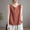 Áo tank top không tay rộng rãi mùa hè cotton lanh, lớn, đa năng trong và ngoài 11