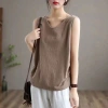 Áo tank top không tay rộng rãi mùa hè cotton lanh, lớn, đa năng trong và ngoài 13