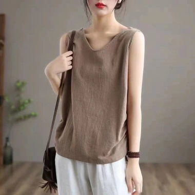 Áo tank top không tay rộng rãi mùa hè cotton lanh, lớn, đa năng trong và ngoài 13 Áo tank top không tay rộng rãi mùa hè cotton lanh, lớn, đa năng trong và ngoài 13