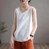 Áo tank top không tay rộng rãi mùa hè cotton lanh, lớn, đa năng trong và ngoài 14