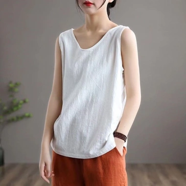 Áo tank top không tay rộng rãi mùa hè cotton lanh, lớn, đa năng trong và ngoài 14 Áo tank top không tay rộng rãi mùa hè cotton lanh, lớn, đa năng trong và ngoài 14
