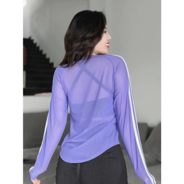 Áo Tanktop Nữ UNIQ Tay Dài Sọc Trắng Basic - Phong Cách Gym Yoga Siêu Thoải Mái 3