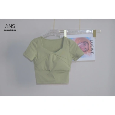 Áo Tập Gym Croptop Nữ Cộc Tay Thun Lạnh Co Giãn 4 Chiều Dáng Ôm, Thấm Hút Mồ Hôi - Giá 225.000đ
