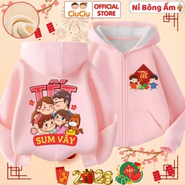 Áo Tết 2.026 CIUCIU KID áo khoác nỉ lót bông giữ nhiệt cho bé, 214.000 VND 7