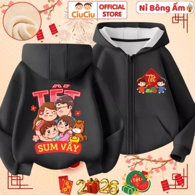 Áo Tết 2.026 CIUCIU KID áo khoác nỉ lót bông giữ nhiệt cho bé, 214.000 VND 9