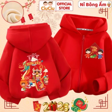 Áo Tết 2.026 CIUCIU KID áo khoác nỉ lót bông giữ nhiệt cho bé, 214.000 VND 10