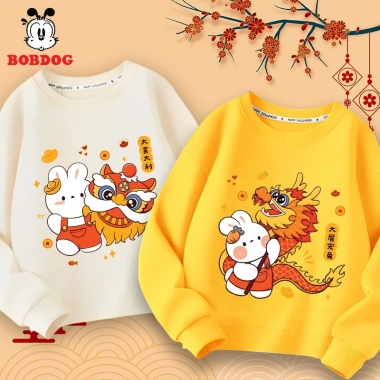 Áo tết bé gái BOBDOG dài tay cotton da cá ấm áp, in hình năm mới dễ thương - 159.000₫
