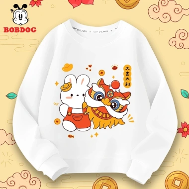 Áo tết bé gái BOBDOG dài tay cotton da cá ấm áp, in hình năm mới dễ thương - 159.000₫