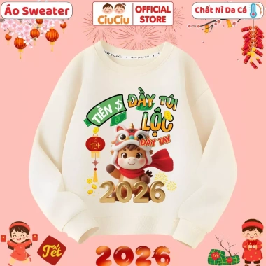 Áo Tết Bé Mừng Xuân Bính Ngọ 2.026 CIUCIU KID Sweater Nỉ Da Cá Mềm Ấm, Giá 160k 10
