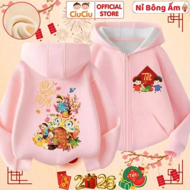 Áo Tết Bé Trai & Gái CIUCIU KID Nỉ Lót Bông Giữ Nhiệt - Thiết Kế Chúc Mừng Năm Mới 2.026 Giá 214k 8