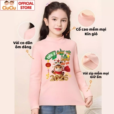 Áo Tết Bính Ngọ 2.026 CIUCIU KID cho Bé Trai & Bé Gái – Áo giữ nhiệt vải zip lông co dãn mềm, giảm 119k