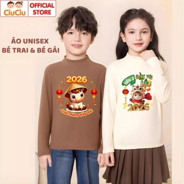 Áo Tết Bính Ngọ 2.026 CIUCIU KID cho Bé Trai & Bé Gái – Áo giữ nhiệt vải zip lông co dãn mềm, giảm 119k